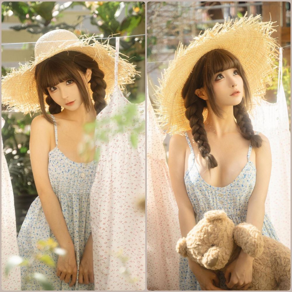 yuuhui玉汇在车展现场，身着火辣性感的深V礼服，大秀傲人身材，聚光灯下尽显女神气场