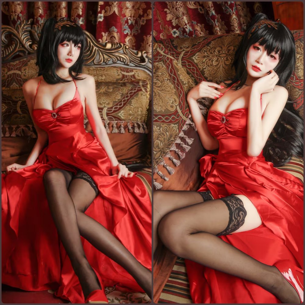 一米八的大梨子居家风格写真，穿着白色吊带睡裙坐在窗边，光影唯美