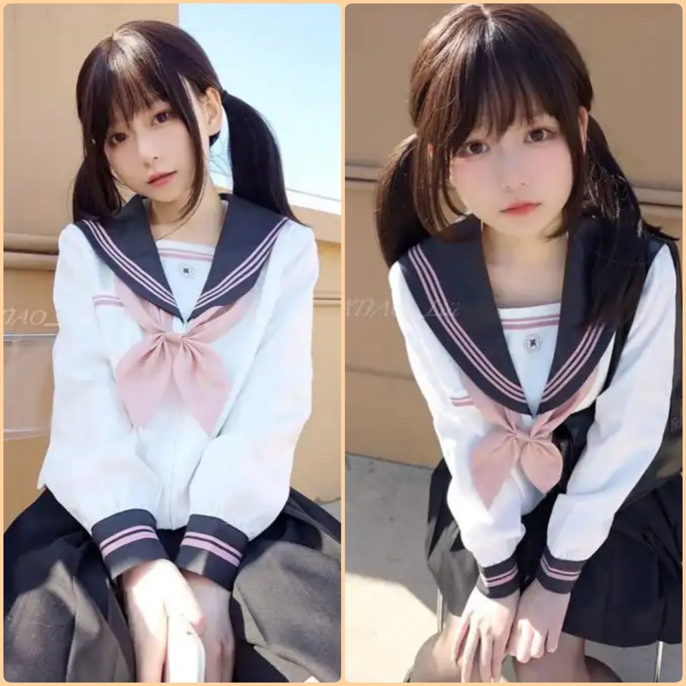 发条少女甜美日常风格写真，穿着日系jk制服，笑容灿烂，展现青春活泼的一面