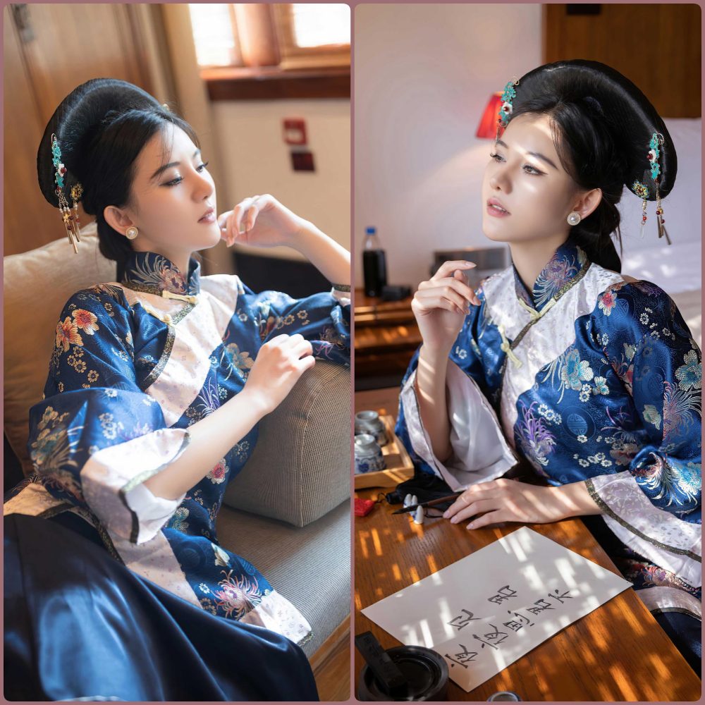 就是阿朱啊穿着大胆的透视装，在充满了暧昧灯光的房间里摆出撩人的姿势，尽显女性魅力