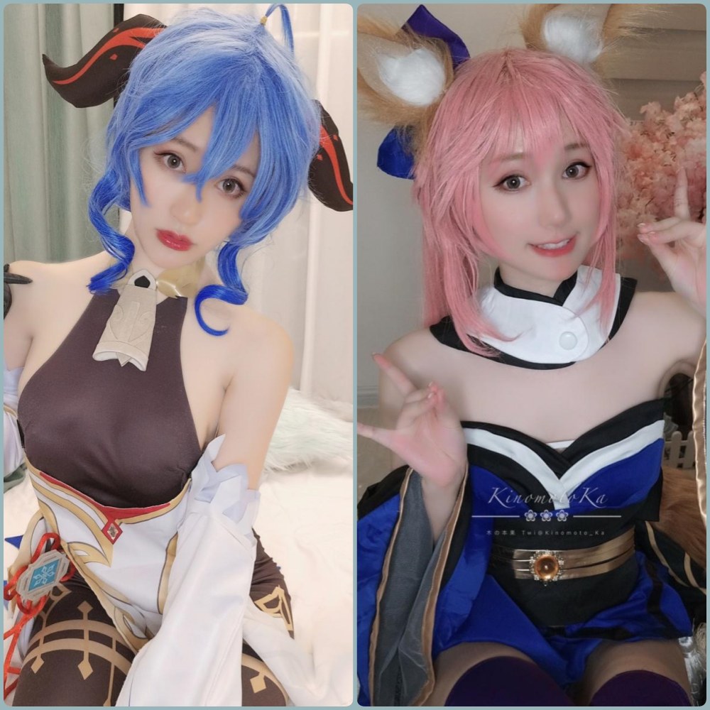 木之本果身穿黑色蕾丝女仆装COS，跪姿视角，展示腿部线条与绝对领域