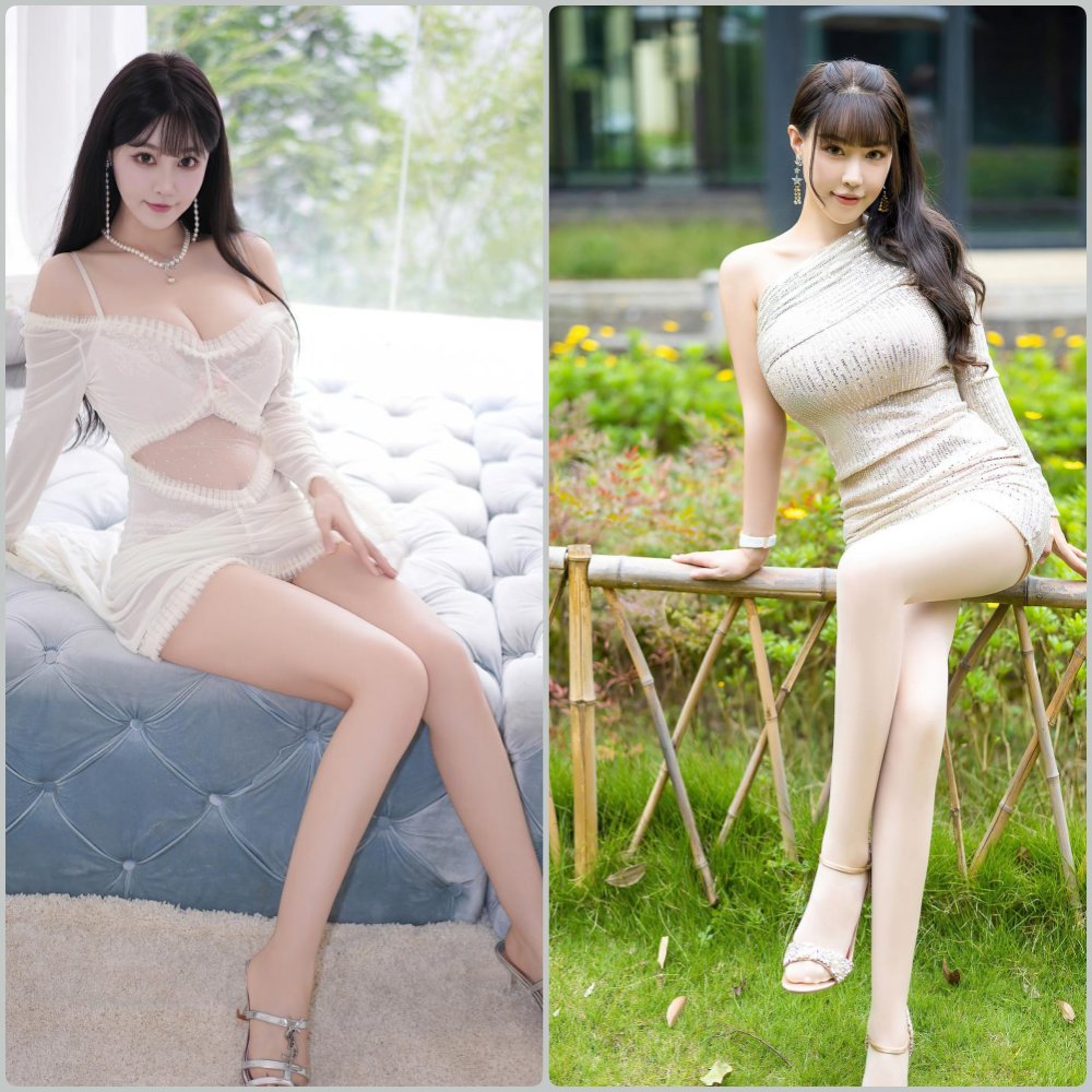 朱可儿Flower居家女友风系列，穿着宽松白衬衫坐在床上，露出修长美腿，笑容甜美治愈