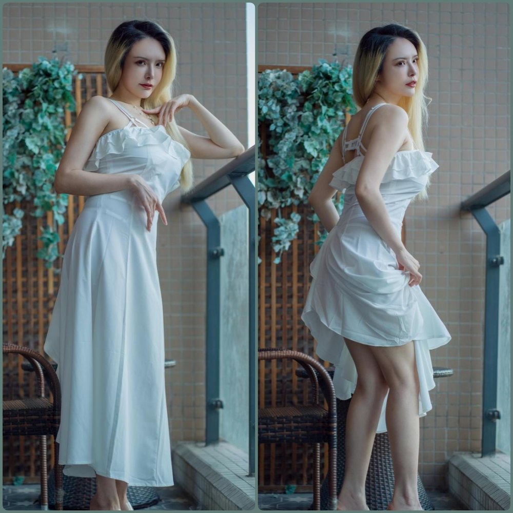 秋和柯基身穿深蓝色JK制服，在洒满阳光的教室窗边看书，展现青春校园风格