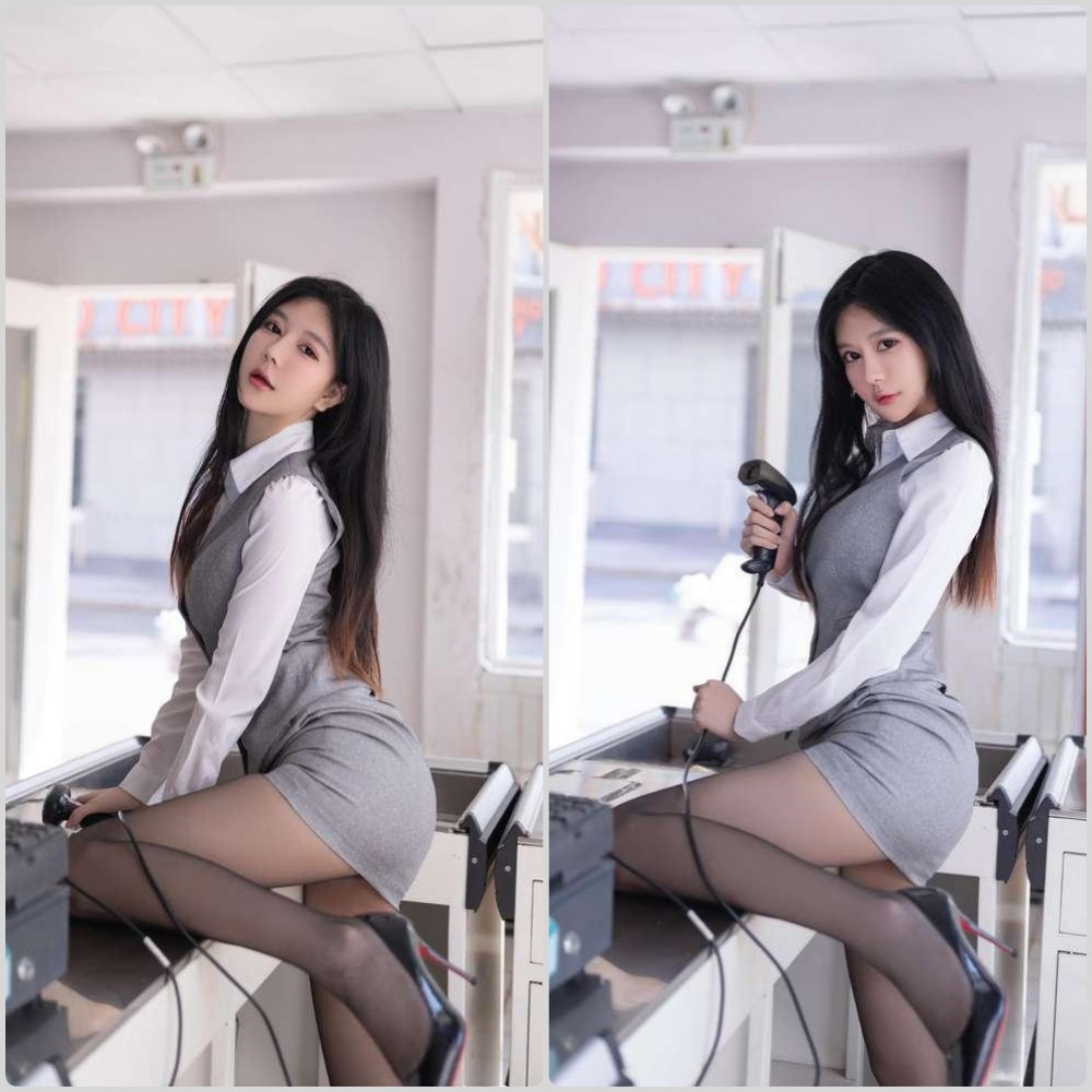 谢小蒽清纯校服写真特写，眼神清澈动人