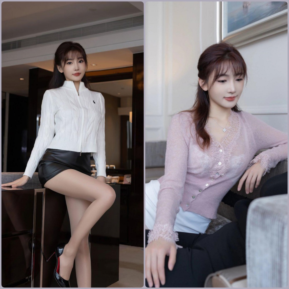 陆萱萱Cosplay不知火舞，经典红白服饰，姿态性感撩人